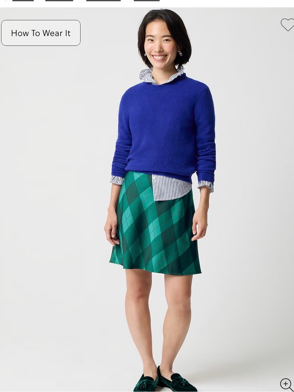 J. Crew Green Plaid Circle Skirt